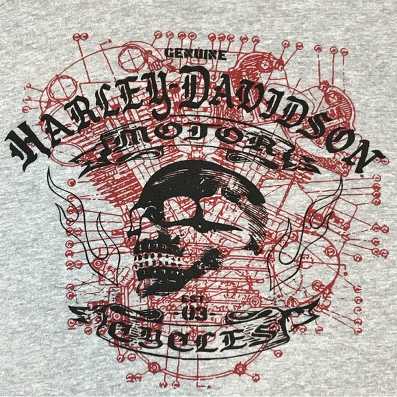 Harley-Davidson Motorcycles Men’s Genuine Gray Motor Skull T-Shirt Size XL - Picture 3 of 6